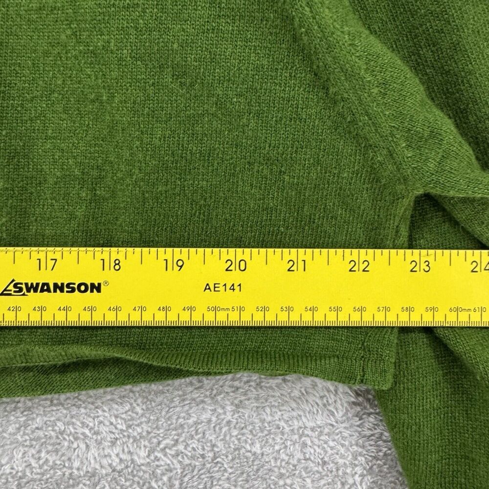 Zara Sweater Women M Green Knit Cropped Crew Neck Long Bishop Sleeve Relax Fit - Picture 9 of 9